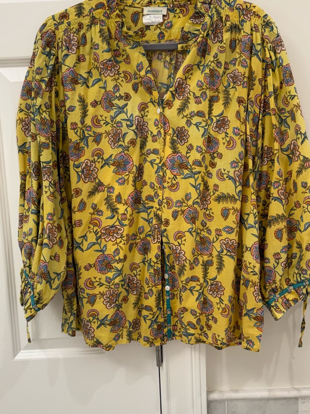 Sundance Yellow Floral Button-Down Blouse